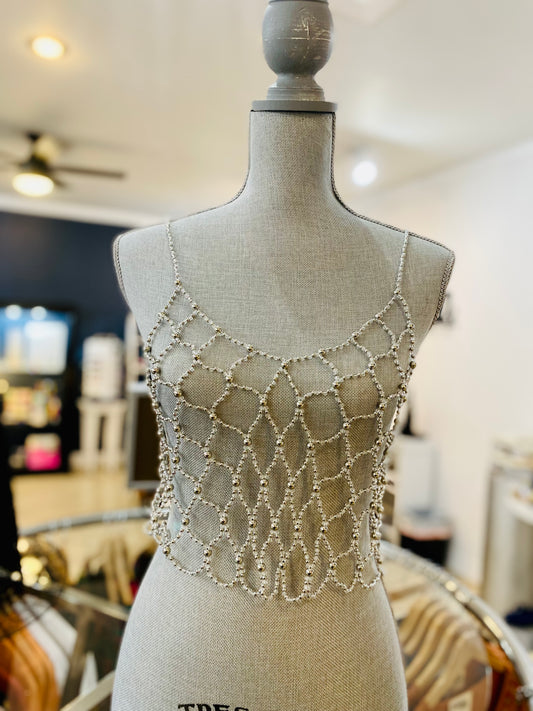Silver Beaded Top