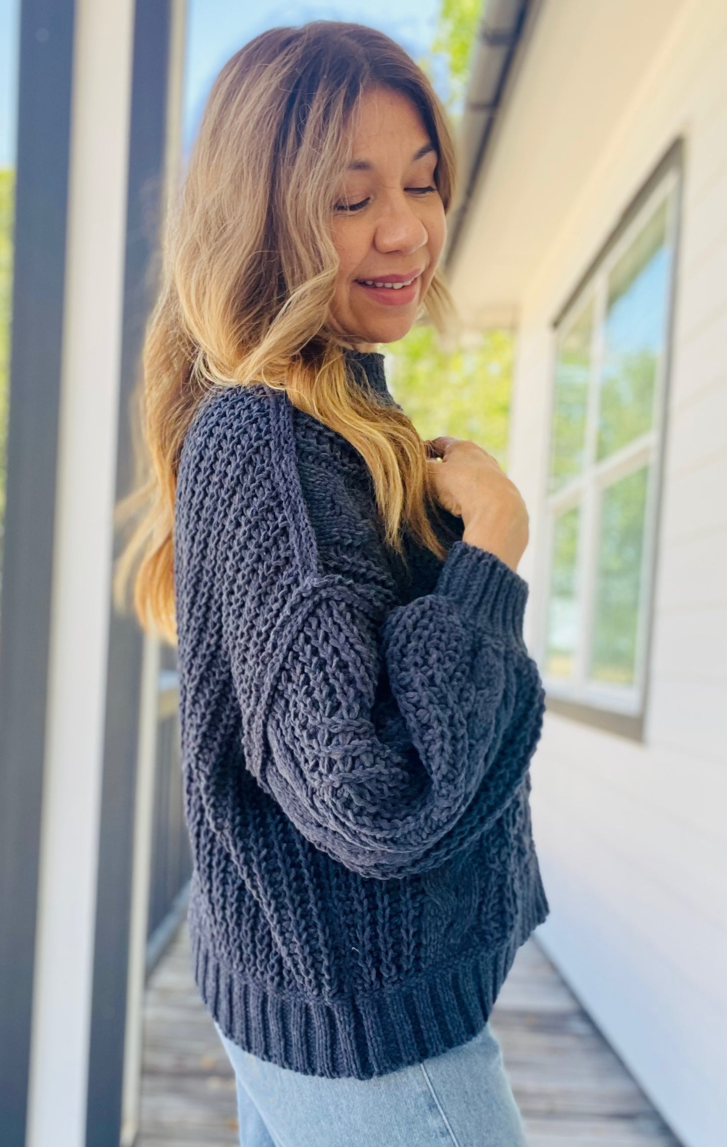 Black Cable-knit  Sweater