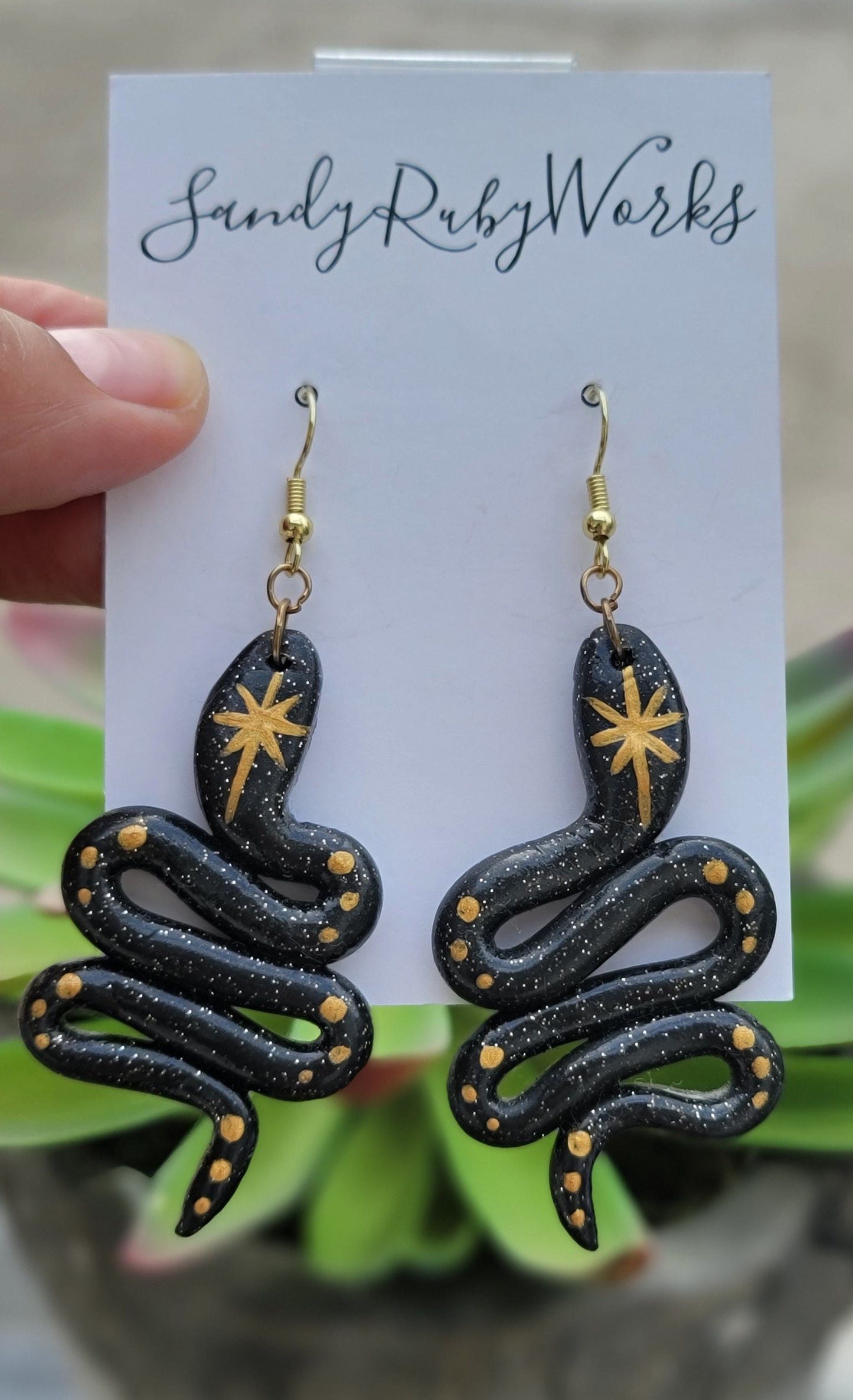 Gold Star Snake Earrings (sr)