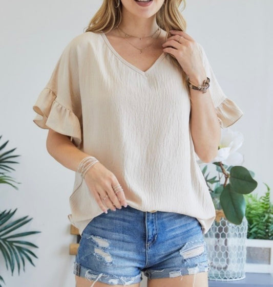 Ruffle Sleeve Top( color options